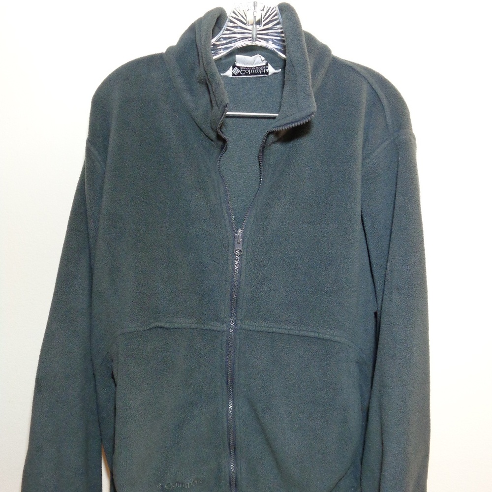 Columbia Dark Gray Fleece Jacket Mens L Good Cond.